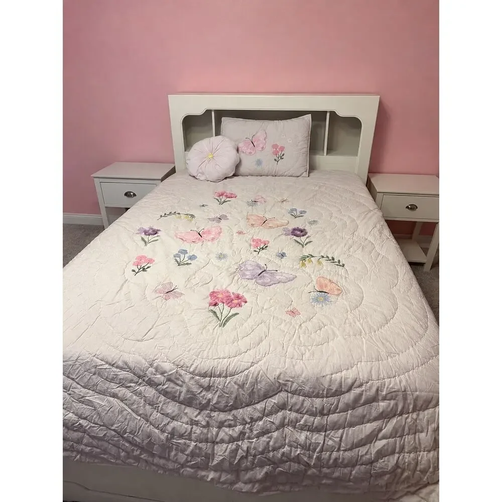 Pottery Barn Wildflower Butterfly Full/Queen Comforter Quilt Bedding SET